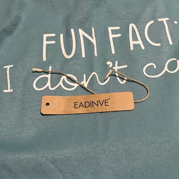 Eadinve "Fun Fact I Don't Care" NEW Women's Blue Sweatshirt Sz L Stretchy Funny - Picture 8 of 8